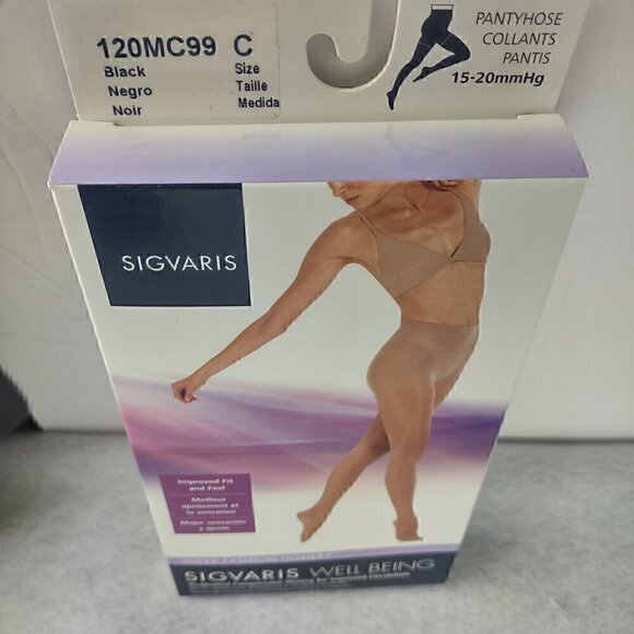 Sigvaris Well Being Black Graduated Compression Hosiery 120MC99 Size C  (NWT) - Picture 4 of 8